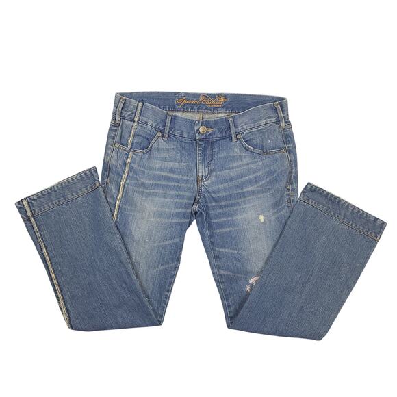 Old Navy Jeans Womens 10 Blue Denim Bootcut Special Edition Distressed Vtg Y2k - Picture 2 of 16